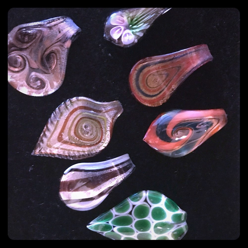 Hand blown glass necklace slides